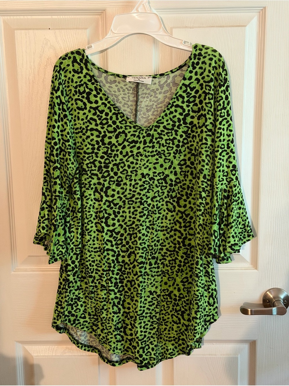 Zenana Outfitters Green and Black Leopard V-Neck Tunic